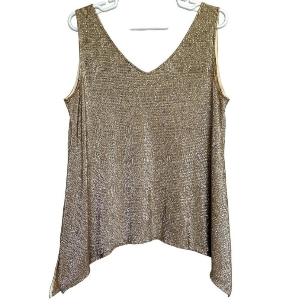 Lane Bryant Gold Metallic V Neck tank